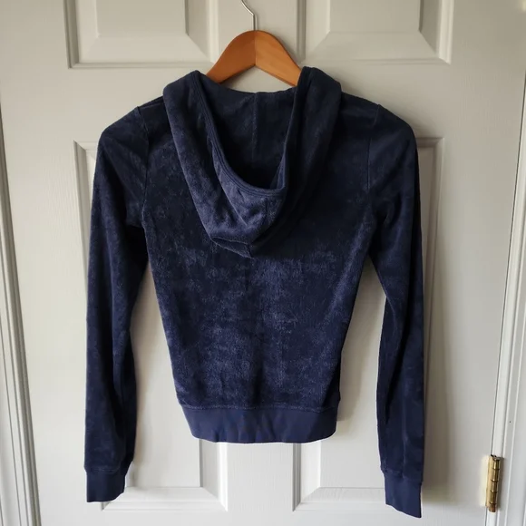 Juicy Couture Velour Velvet Zip Up Jacket Blue P Track Suit Jacket